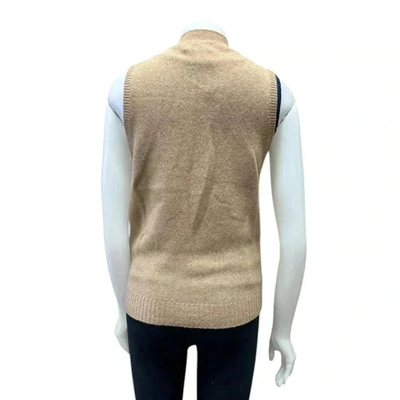 Puritan Vintage 100% Lambswool Tan Button Up Sleeveless Vest Size Small - Picture 3 of 8